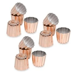 Patisse Lot 9 Moules à Canelés Bordelais Cuivre 5,5 Cm