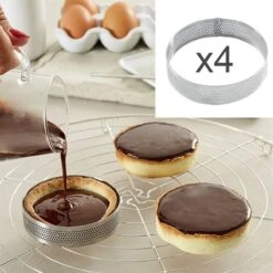 Lot 4 Cercles à Tarte Perforés En Inox Rond 8 Cm -Boutique Silikomart 87946 1 4 Lot 4 cercles a tarte perfores en inox rond 8 cm Mathon